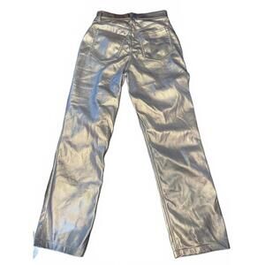Abercrombie and Fitch high-rise silver faux leather pants